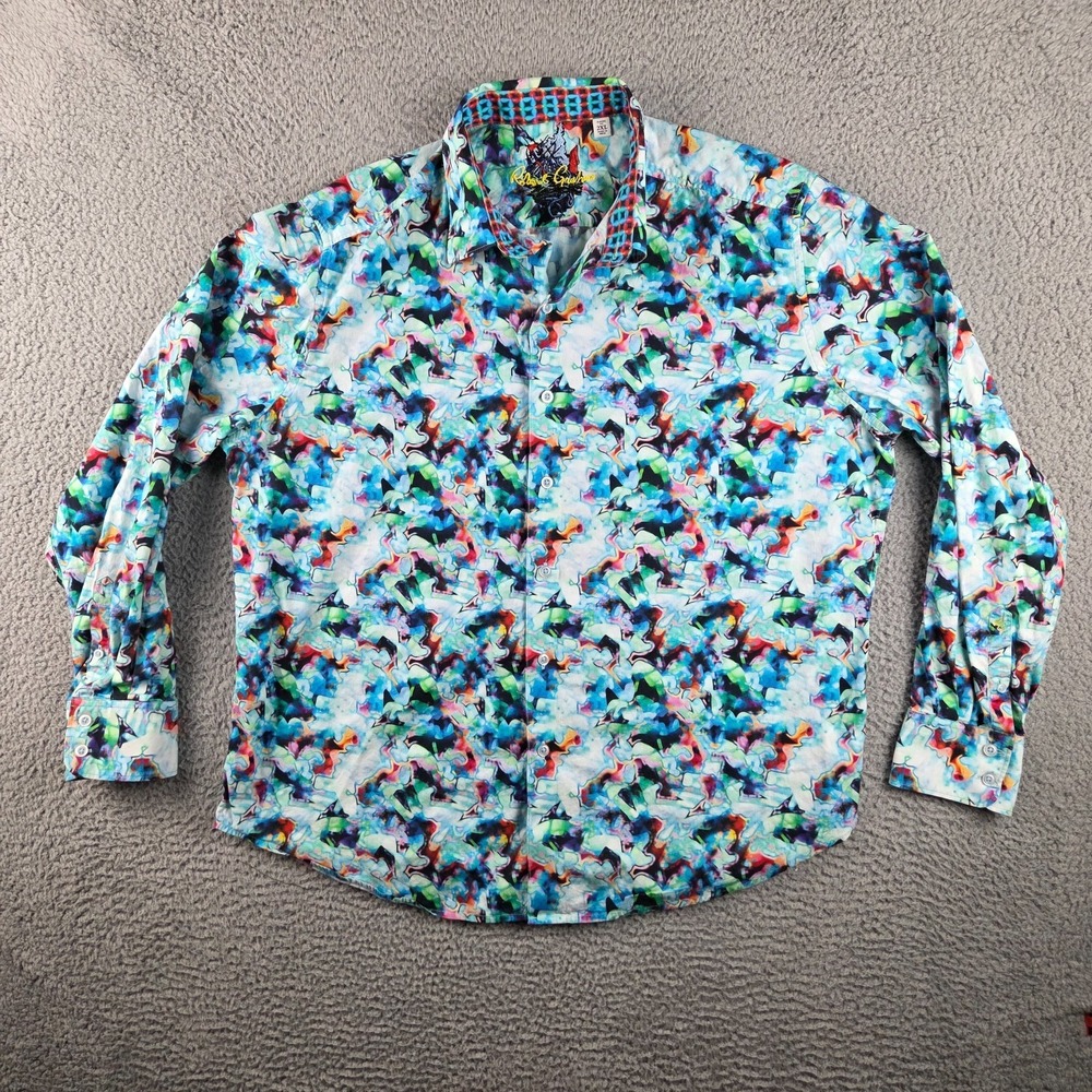 Robert Graham Shirt Mens 2XL Multicolor Paisley Abstract Colorful Watercolor‎